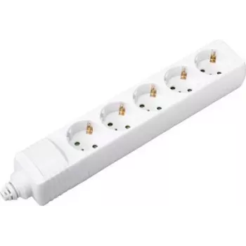 Prelungitor Schuko cu 3 prize SYGONIX SY-4744418, cablu 1,5 m, alb, fără întrerupător