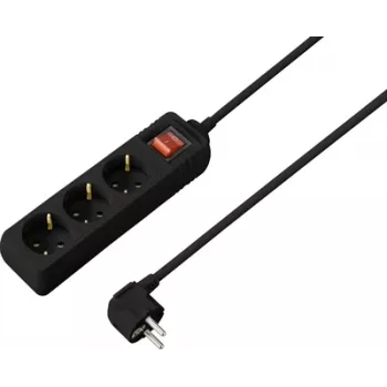 Prelungitor cu întrerupător Sygonix SY-4890988, negru, Schuko, 1 bucată