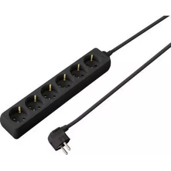 Prelungitor SYGONIX SY-4890992, 6 prize Schuko, fără întrerupător, negru, cablu 1,5 m