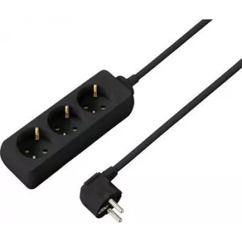 Prelungitor fără întrerupător SYGONIX SY-4892462, 6 prize Schuko, cablu 1,5 m, negru