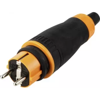 Ștecher Schuko Sygonix SY-6618478 TPE PC 250 V/AC negru portocaliu IP44