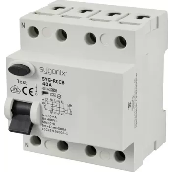 Întreruptor automat de curent rezidual (RCCB) Sygonix SY-6438018 4 poli tip A 40A 30mA 10kA 400V AC