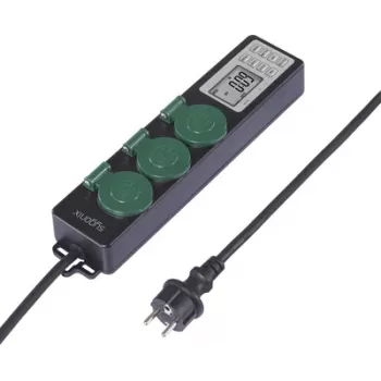 Priză de grădină Sygonix SY-6786454 cu temporizator mecanic, 3 căi, IP44 protejată la stropire, 3680 W, negru/verde