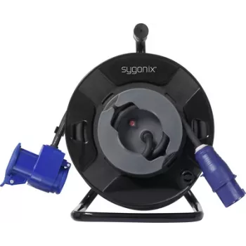 Tambur de cablu Sygonix SY-6684366 negru ștecher CEE caravană 25m H07RN-F 3G2.5