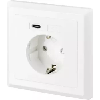 Priză de perete îngropată SYGONIX SY-5238674 cu 2 porturi USB-A, Schuko, alb