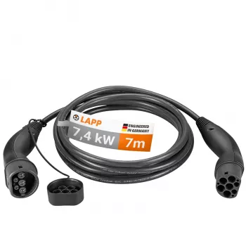 Cablu de încărcare EV LAPP MOBILITY Type 2, 7,4 kW, 7 m, negru 61783