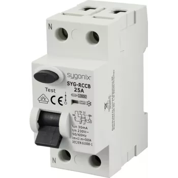 Întrerupător diferențial Sygonix SY-6438014 1P+N 25A 30mA Type A 230V AC 10kA