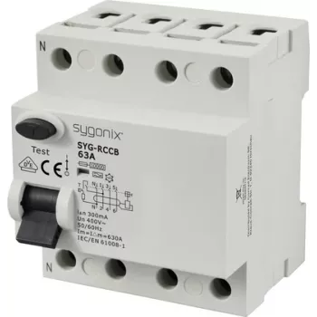 Întrerupător diferențial Sygonix SY-6438024 4 poli 63A 300mA tip A 10kA 400V AC