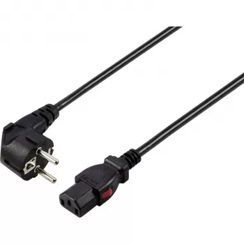 Cablu de alimentare blocabil IEC C13 Sygonix SY-6733072, CEE 7/7 la IEC C13, 2 m, negru