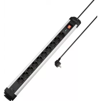 Prelungitor cu protecție la supratensiune Sygonix SY-6807136 10 prize, Schuko, cablu 1,5 m, negru/argintiu