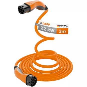 Cablu de încărcare LAPP MOBILITY Helix Type 2 cu auto-înfășurare 22 kW 32 A 3 m, portocaliu