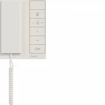 Stație audio de interior Hager RTQ640X cu receptor pentru magistrală IP cu 2 fire, alb polar