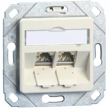 Priză de date îngropată METZ CONNECT BTR E-DAT modul 8/8(8) UPk fără module - CAT 6, alb pur RAL 9010, 2 porturi 1309151102-E-90