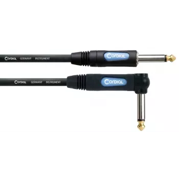 Cablu patch Cordial 13737 cu jack mono 6,3 mm tată la 6,3 mm tată, 3 m, PVC negru, cupru fără oxigen, ecranare spiralată