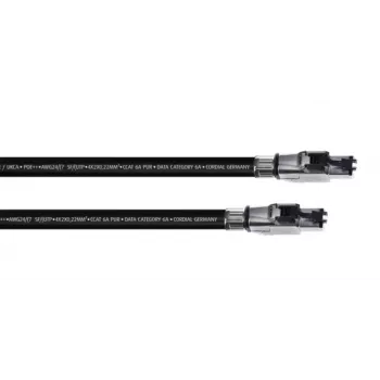 Cablu de rețea Cordial 15613 RJ45, cablu patch CAT 6a SF/UTP 10,00 m manta PUR neagră