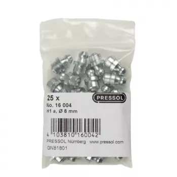 Niplu conic de gresare Pressol H1 drept M8 x 1, Ø 8 mm, oțel zincat, 25 bucăți (16 004)