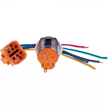 Întrerupător cu buton cu reținere JOY-IT BUTTON22A-L-RD, 250 V AC, 3 A, SPST-NO, roșu, IP67, IK10