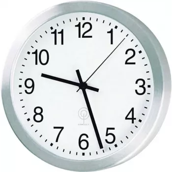 Ceas de perete radiocontrolat din aluminiu PEWETA, diametru 40 cm, argintiu (51.017.415)
