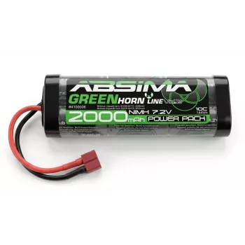 Absima Greenhorn NiMH Battery Pack 7.2V 2000mAh T-Plug Softcase for RC Models