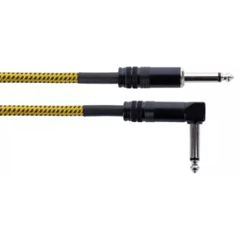 Cablu pentru instrumente Cordial 14776 6,3mm jack mono la 6,3mm jack mono, 3m, textil negru/galben