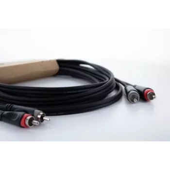 Cablu audio RCA Cordial 14834, 2x RCA tată la 2x RCA tată, 0,5 m, negru, PVC, dublu
