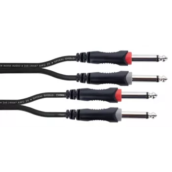 Cablu audio jack mono dublu Cordial 14846, 6 m, negru - dual 6,3 mm TS la dual 6,3 mm TS