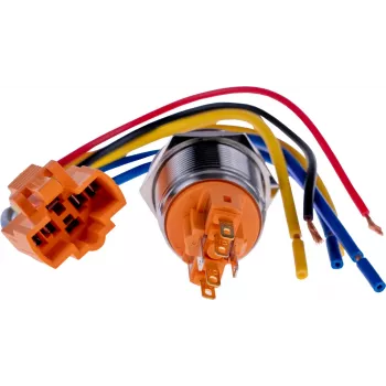 JOY-IT BUTTON22B-M-GR Buton de contact momentan, 22mm, 250V AC 7A, 1 NO, IP67, IK10, verde