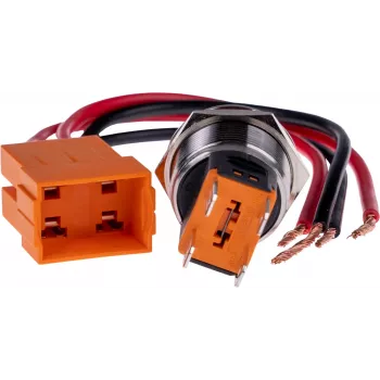 Buton de contact JOY-IT BUTTON22C-M-RD, 250V AC 15A SPST NO IP67 IK10, roșu