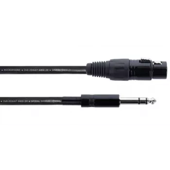Cablu audio Cordial EM 6 FV XLR la jack TRS 6,3 mm, 6 m, negru 14823