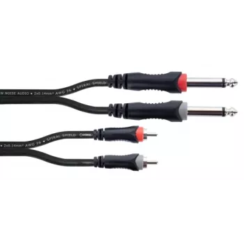 Cablu audio Cordial 14839 jack mono 6,3 mm la RCA 1 m negru