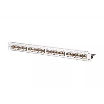 Patch panel METZ CONNECT 130921-E EDATmod-MP24 cu 24 de porturi pentru module E-DAT, oțel inoxidabil, 1U