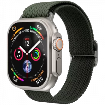 Buclă țesută VONMÄHLEN pentru Apple Watch 44/45/46/49mm, oliv