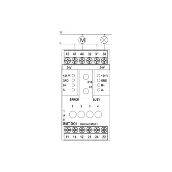 METZ BMT-F-DO4 BACnet MS/TP Field Device with 4 Relay Outputs, 4 Universal Inputs, 2 Analog Outputs, RS485, DIN Rail Mount, 24V AC/DC 110886132170