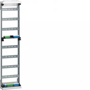 Câmp de modernizare Hager ZAD717 pentru stâlp de racord contor, 7 rânduri, 12 module pe rând, cleme cu fișă N/PE, alb pur