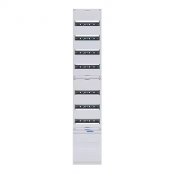 Modul de montaj distribuție Hager ZH53XS, 12 TE, 7 rânduri, blocuri de borne N+PE, gri deschis