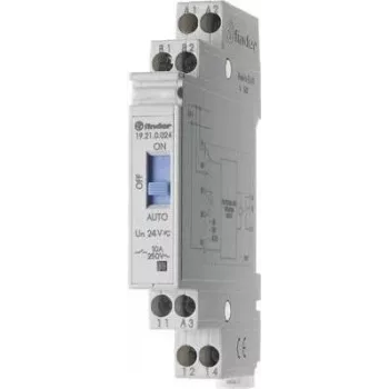 Comutator crepuscular Finder 19.21.0.024 cu temporizator și contact de feedback, 1 CO 10 A, 24 V AC/DC
