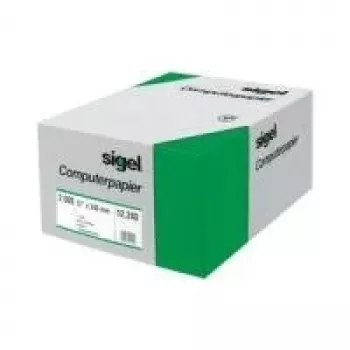Hârtie continuă pentru computer Sigel 08371, perforație simplă, linii verzi, 203 x 375 mm, 60 g/m², 2000 foi
