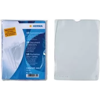 Folie de documente din polipropilenă transparentă HERMA 1333, 155 x 220 mm, rezistentă la rupere, sigură pentru arhivare, decupaj pentru deget, pachet de 1