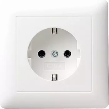 Priză Schuko GIRA Standard 55 cu placă completă, alb pur mat sidefat (0440 27)