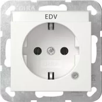 Priză SCHUKO Gira cu LED de control și protecție sporită la atingere, alb pur lucios, 16 A, 250 V, montaj îngropat, System 55 445203