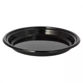 Farfurii de meniu reutilizabile PAPSTAR, necompartimentate, Ø 22 cm, înălțime 2,6 cm, polipropilenă, negru, 12 bucăți (96558)
