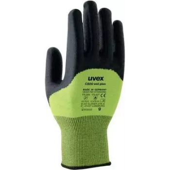 Mănuși de protecție anti-tăiere Uvex Handschutz Strick-HS C500 wet plus, mărimea 7, antracit/verde lime 6049607