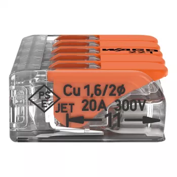 Conector de îmbinare WAGO 221-415 COMPACT cu 5 conductoare 4 mm², pachet de 25