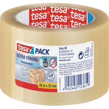 Bandă de ambalaj TESA ultra puternică 66 m PVC transparentă (57176)