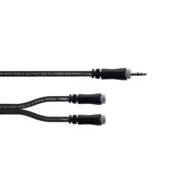 Cablu adaptor Y stereo Cordial 14883 3,5 mm, 1x jack tată la 2x jack mamă, 0,3 m, negru