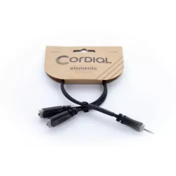 Cablu adaptor Y stereo Cordial 14883 3,5 mm, 1x jack tată la 2x jack mamă, 0,3 m, negru