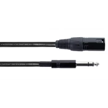 Cablu audio Cordial EM 1 MV XLR la jack TRS 6,3 mm 1 m negru 14810