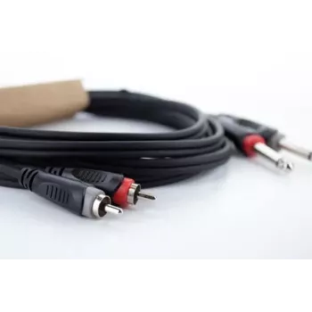 Cablu audio Cordial 14840 jack mono 6,3 mm la RCA 1,5 m negru