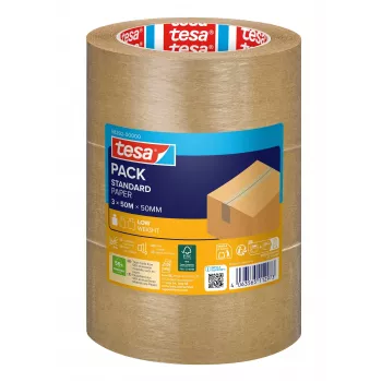 Bandă de ambalaj tesa STANDARD ecoLogo® 58292 maro 50 m x 50 mm 3 role