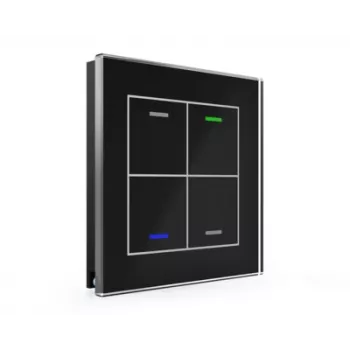 Buton din sticlă MDT II Light cu 4 canale RGBW, negru BE-GTL4TS.01S